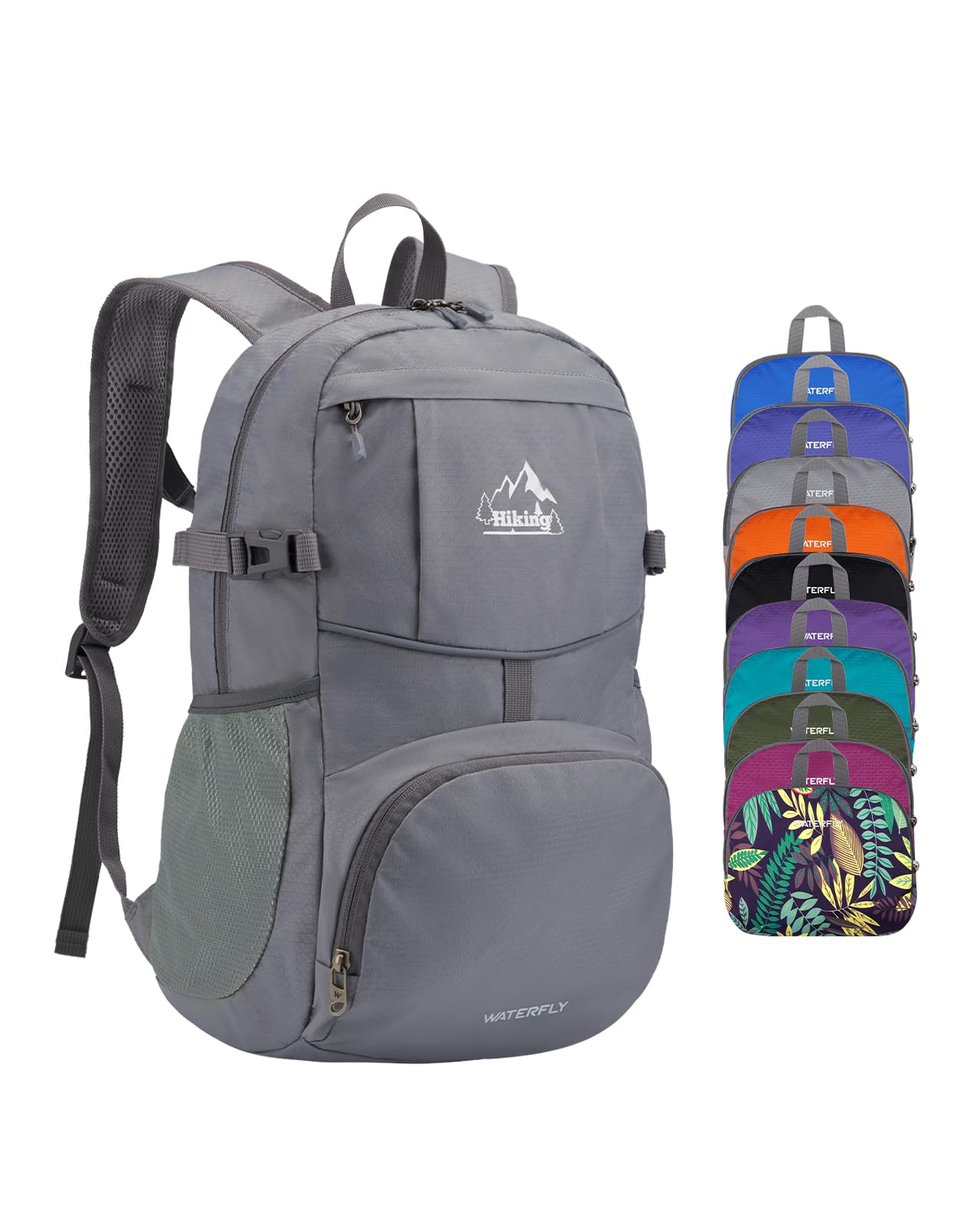 Mochila Waterfly Hiking Dobrável 25l Cinza Impermeável
