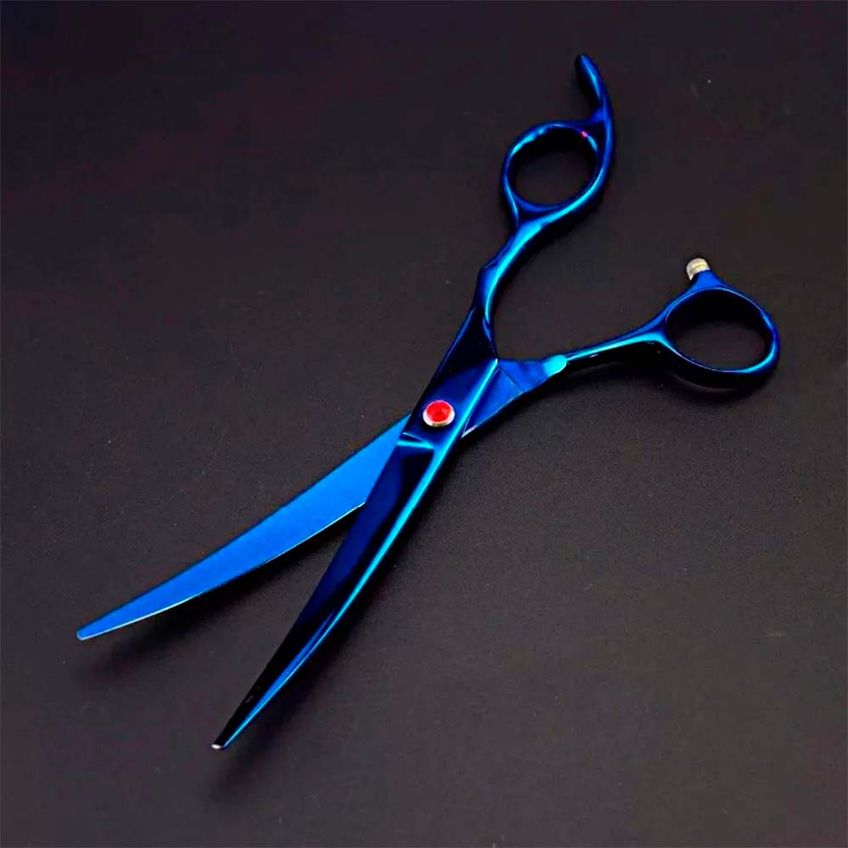 Kit Tesouras E Pente Barbearia Cabelereiro Banho E Tosa Pet Semidentada 7 Polegadas - imagem 5