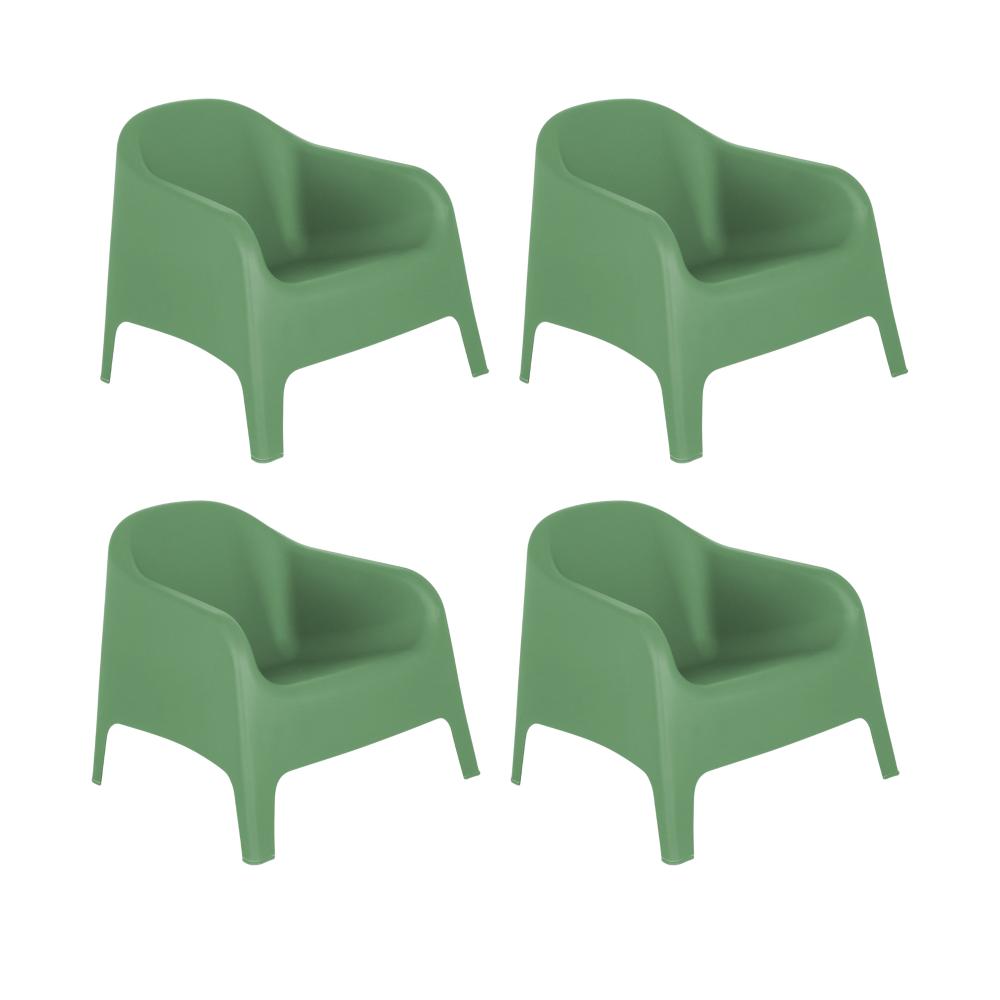 Kit 4 Cadeiras Poltrona Para Jardim Varanda Skarpo Verde Claro