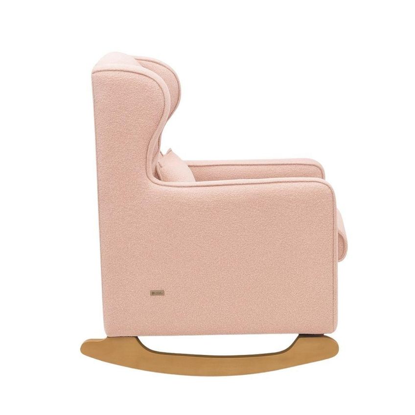 Poltrona De Balanço Para Amamentação Com Puff Em Bouclé Rosa Cor Rosa - imagem 3