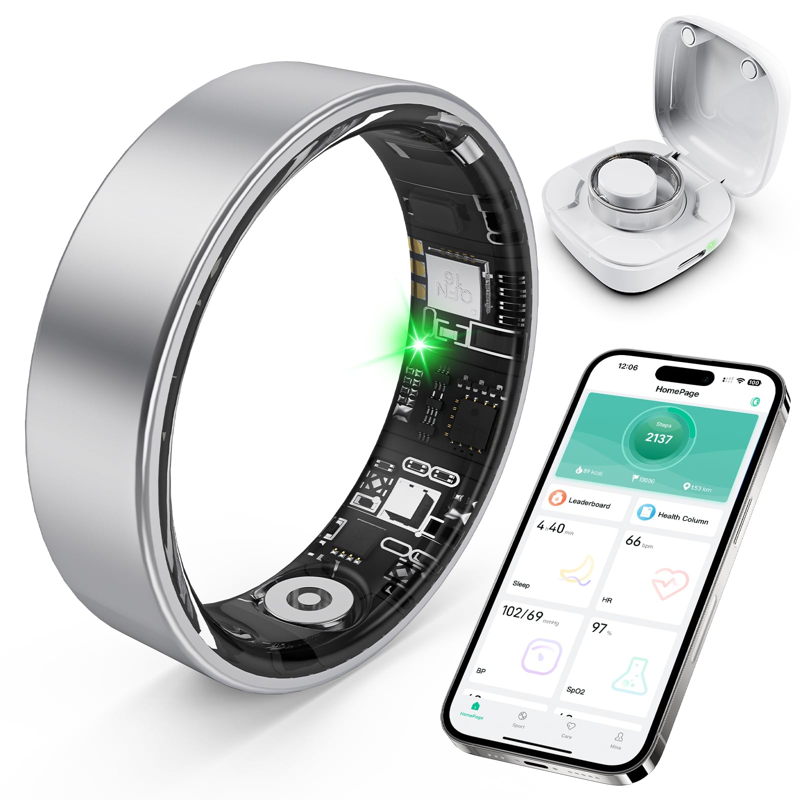 Monitor De Sono Smart Ring Sarunn Er, Step, Hr, Bp Ios/android