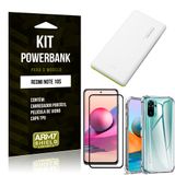 Kit Redmi Note 10S Carregador Portátil 5K Tipo C + Capa Anti Impacto + Película Vidro 3D -Armyshield