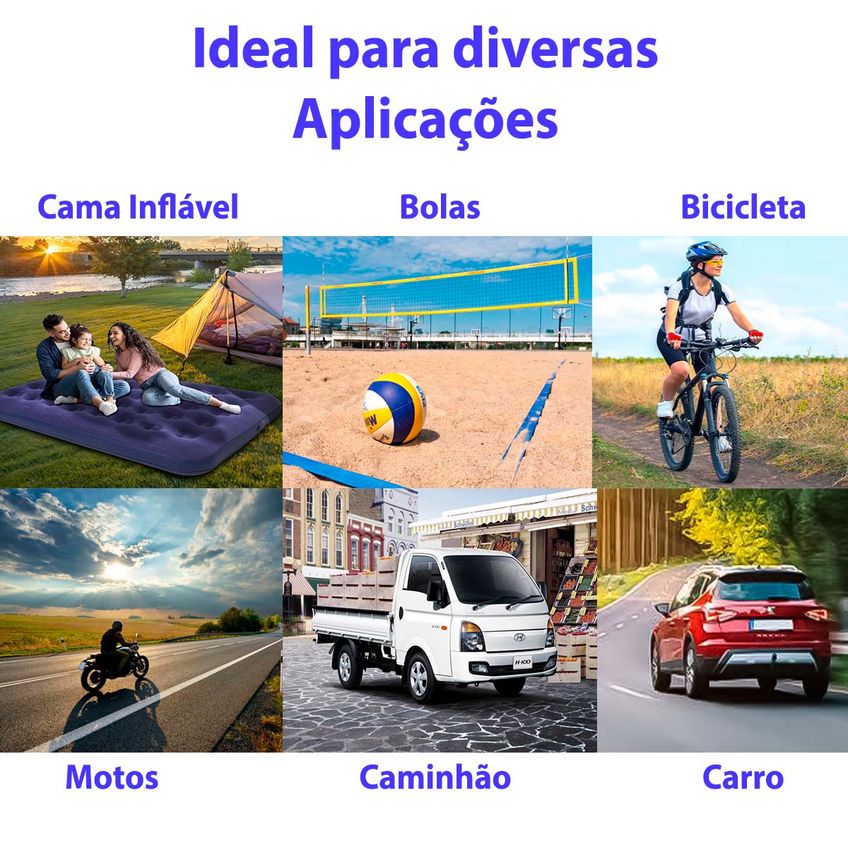 Bomba De Ar Portátil Inteligente Recarregável Automatico Digital, Calibrador Compressor De Ar De Encher Pneu +180psi - imagem 3