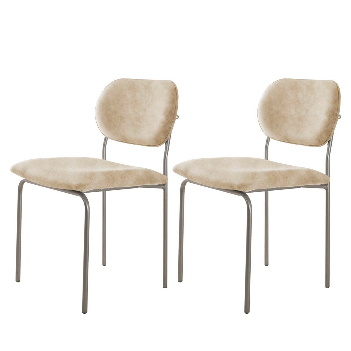 Conjunto Com 2 Cadeiras Em Metal Bless Milano / Prata