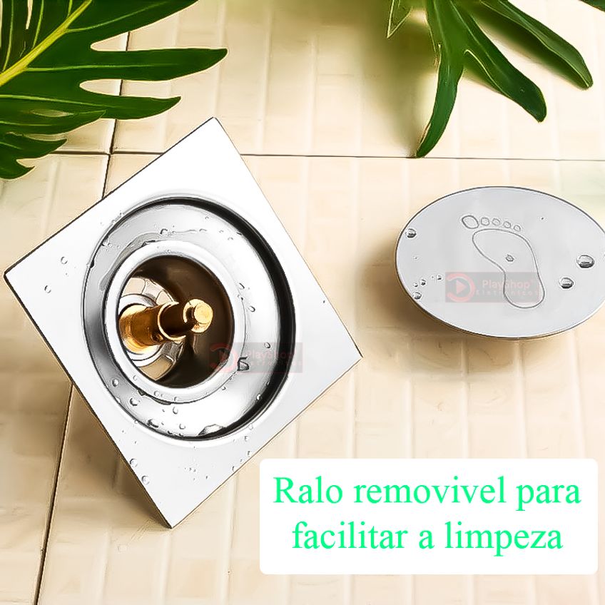 Novo Ralo Click Inteligente Em Aço Inox 304 Acabamento Quadrado Espelhado 10x10 Cm Com Tampa Abre E Fecha Oculto Cromado - imagem 5