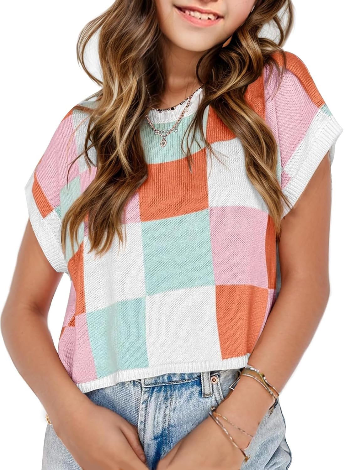 Colete Crop Top Seiciviy Para Meninas Color Block De 7 A 14 Anos