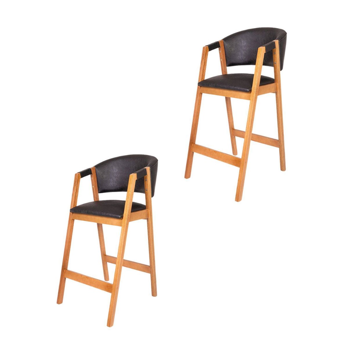 Kit 2 Banquetas Courino Restaurante Bares Cozinha Hibisco Preto