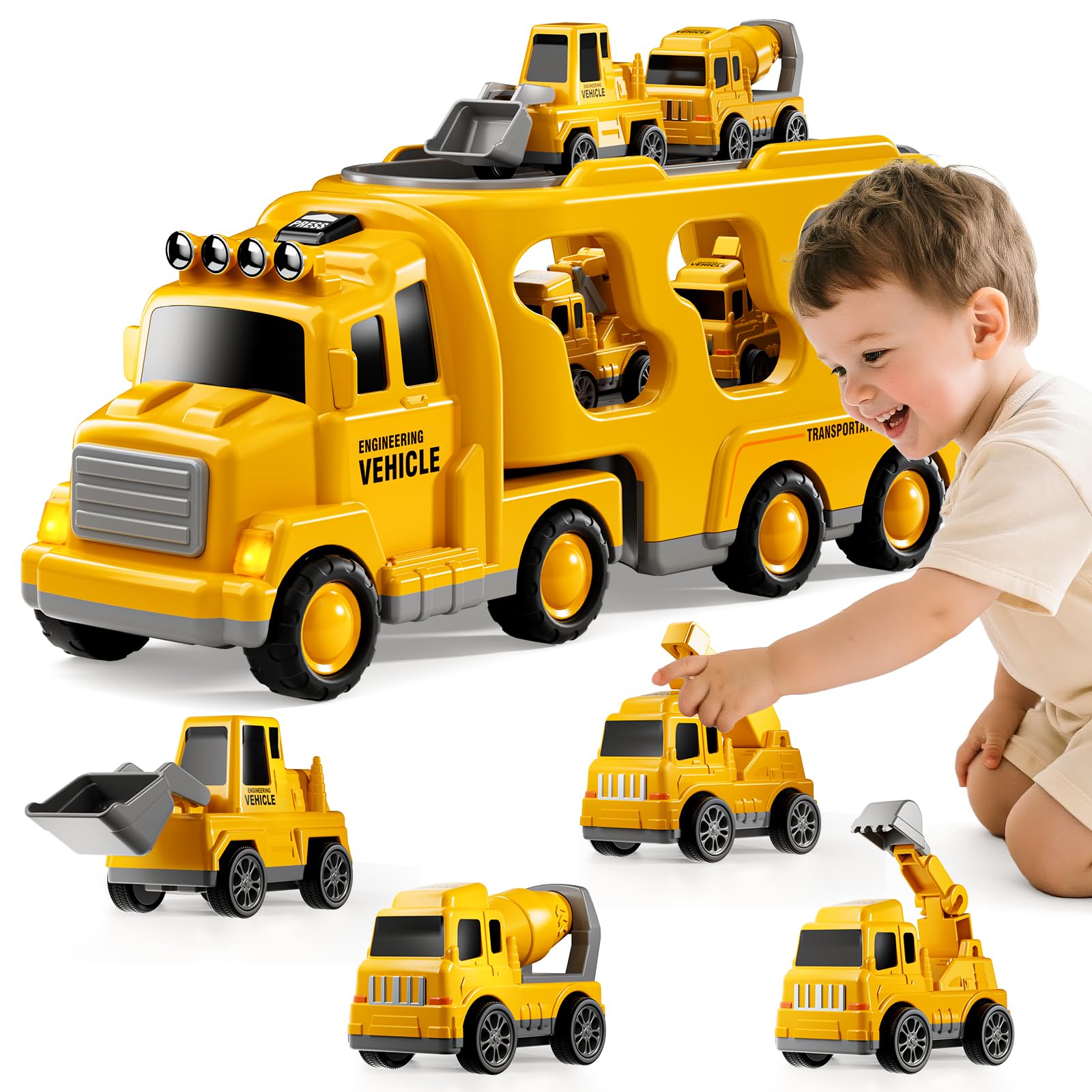 Transportador 5 Em 1 Da Construction Trucks Toys Kizonly Por 2 A 5 Anos