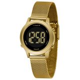 Relogio Feminino Dourado Digital Negativo Pequeno Lince