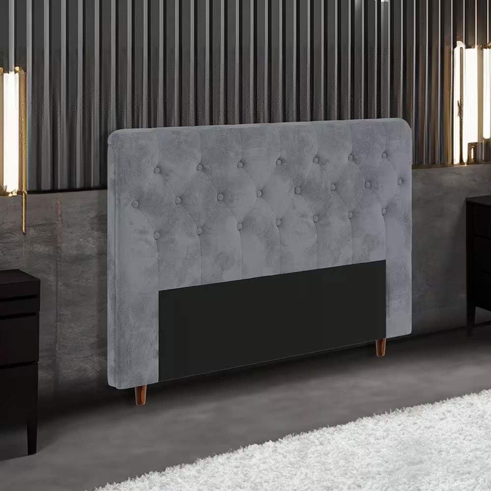 Cabeceira Para Cama Box De Solteiro Portobel Evelyn Com Revestimento Em Suede 90cm De Largura