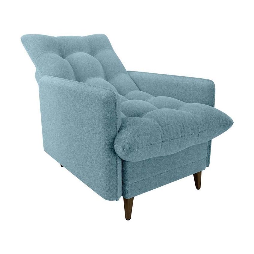 Poltrona De Amamentação Com Puff Luxo Confortável Montreal Matrix Boucle Azul - imagem 3