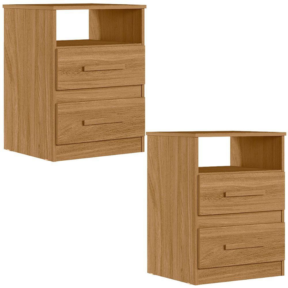 Kit 2 Mesas De Cabeceira Apolo 2 Gavetas 46 Cm Freijo Moval