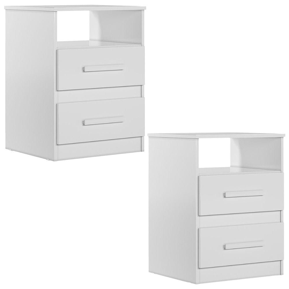 Kit 2 Mesas De Cabeceira Apolo 2 Gavetas 46 Cm Branco Flex Moval