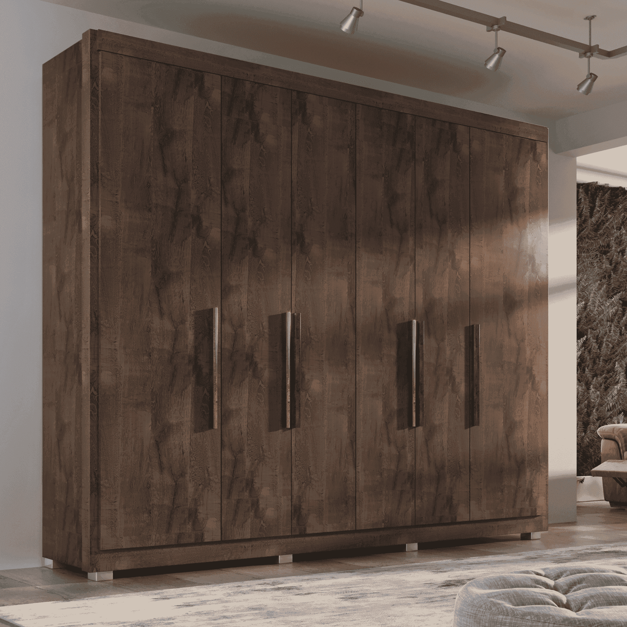 Guarda Roupa Casal Valencia 6 Portas 6 Gav Com Pés Chocolate