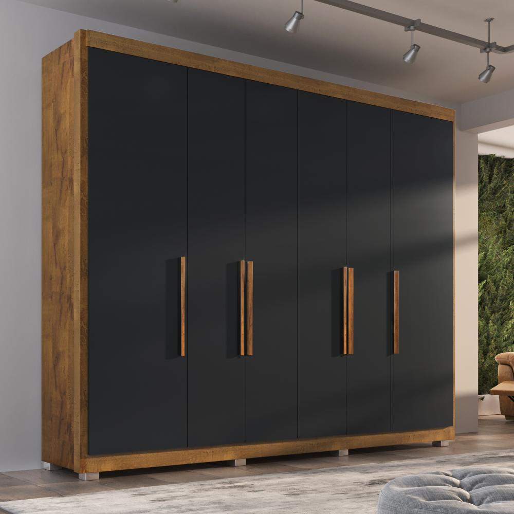 Guarda Roupa Casal Valencia 6 Portas 6 Gav Com Pés Castanho/onix