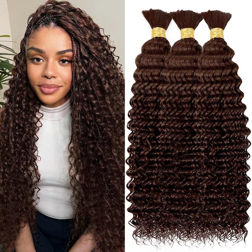 Human Braiding Hair Hair Hair Color 4 150g 45cm 12a Deep Wave
