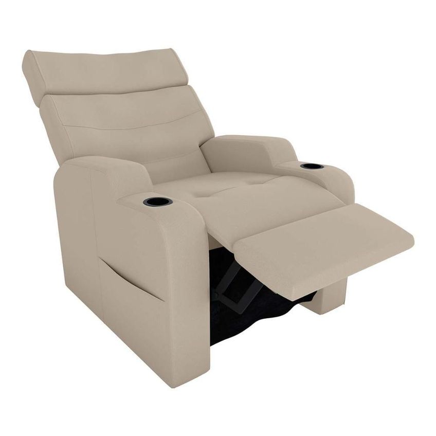 Poltrona Do Papai Reclinável Premium Com Porta Copos E Porta Controle Toro Matrix Veludo Capuccino - imagem 3