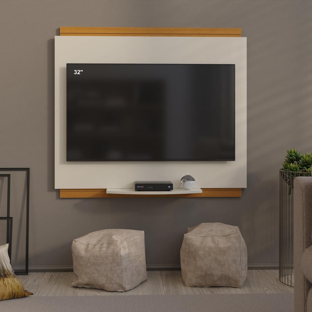 Painel Para Tv Até 40 Polegadas Fit 90cm - Vianossa - Off White E Cedro