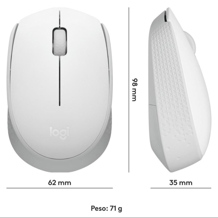 Mouse Sem Fio Logitech M170 Wireless 1000 Dpi Branco - imagem 2