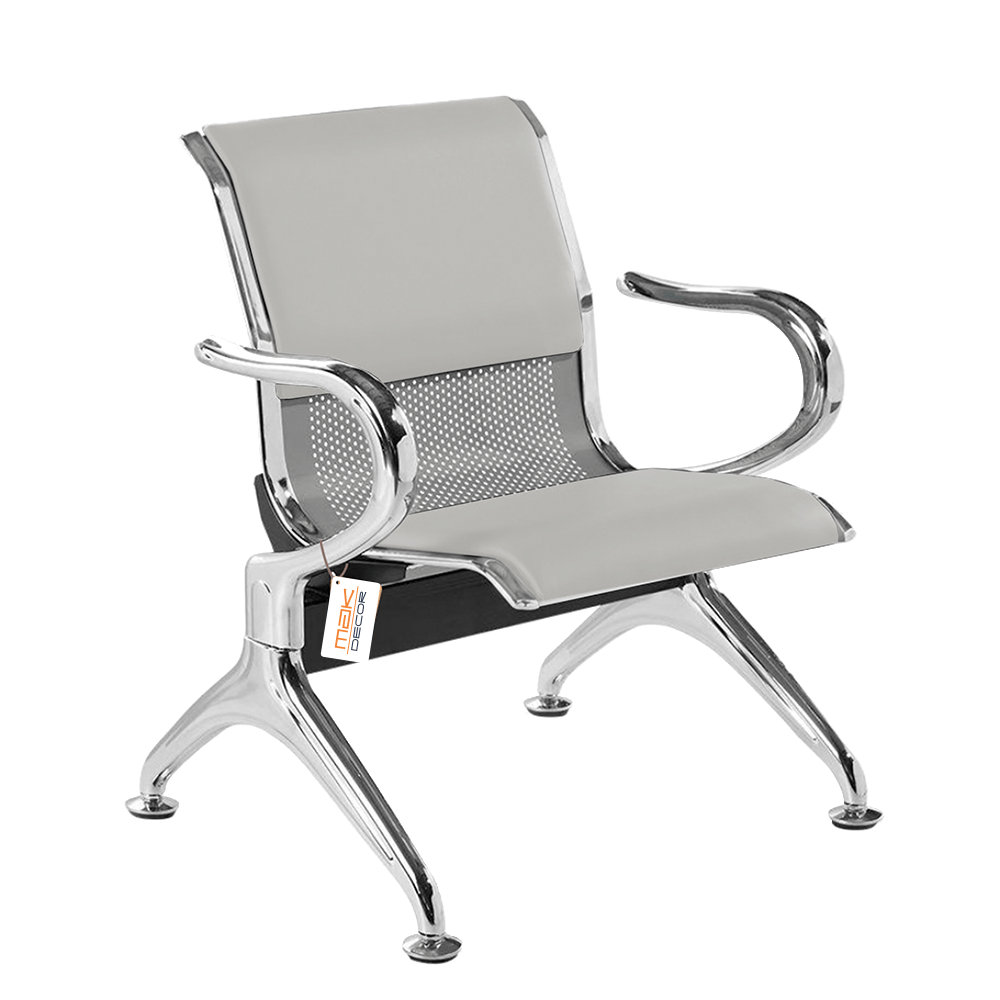 Cadeira Longarina Com Est Cromada 1 Lugar Colors - Cinza Claro