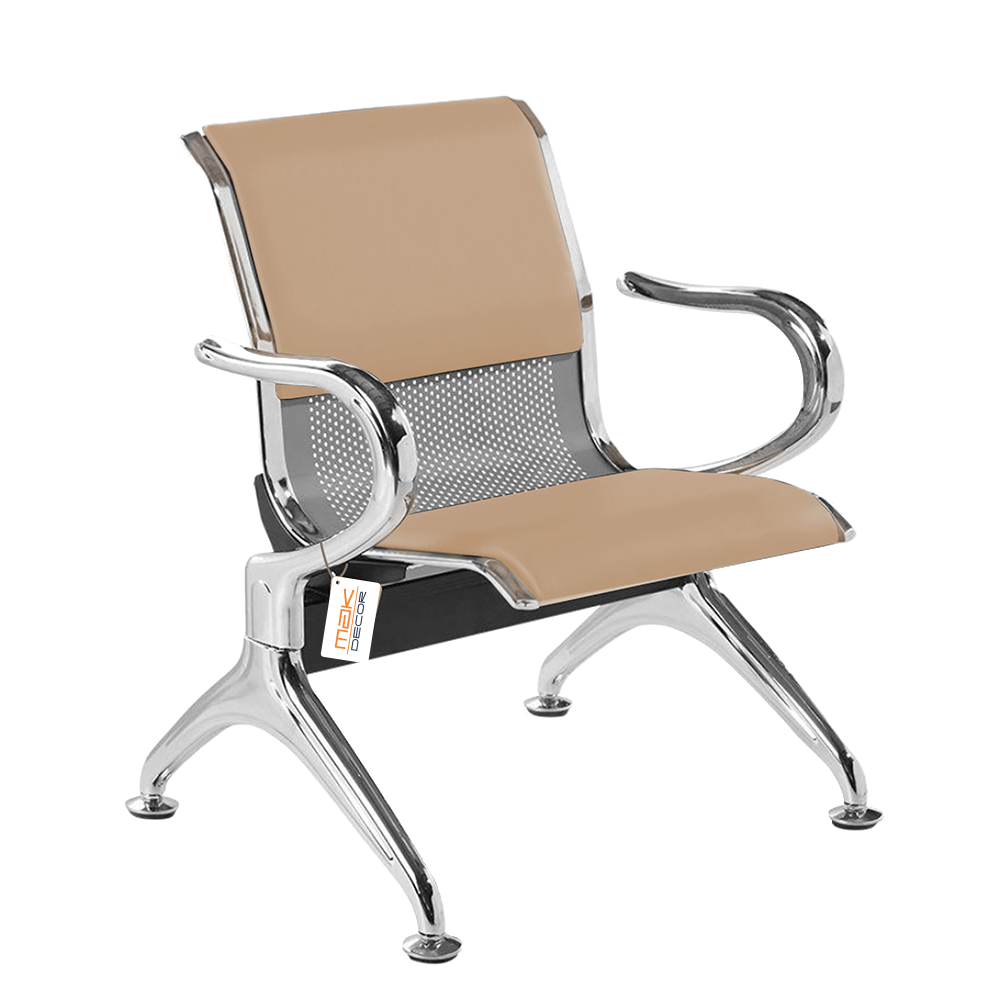 Cadeira Longarina Com Est Cromada 1 Lugar Colors - Bege