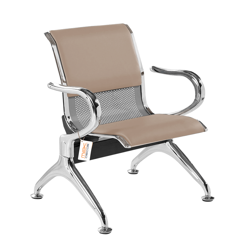 Cadeira Longarina Com Est Cromada 1 Lugar Colors - Marrom Claro