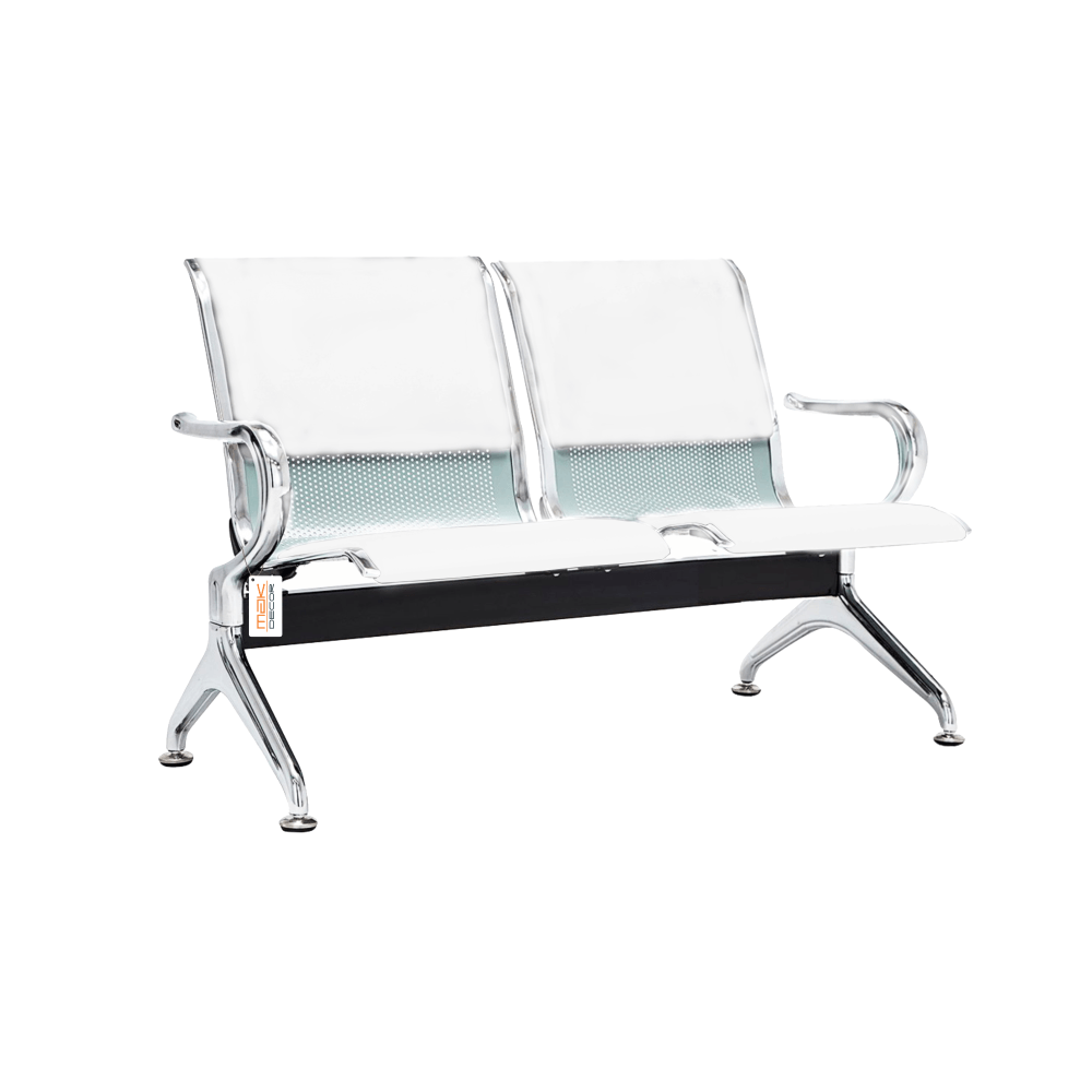 Cadeira Longarina Com Est Cromada 2 Lugares Colors - Branco