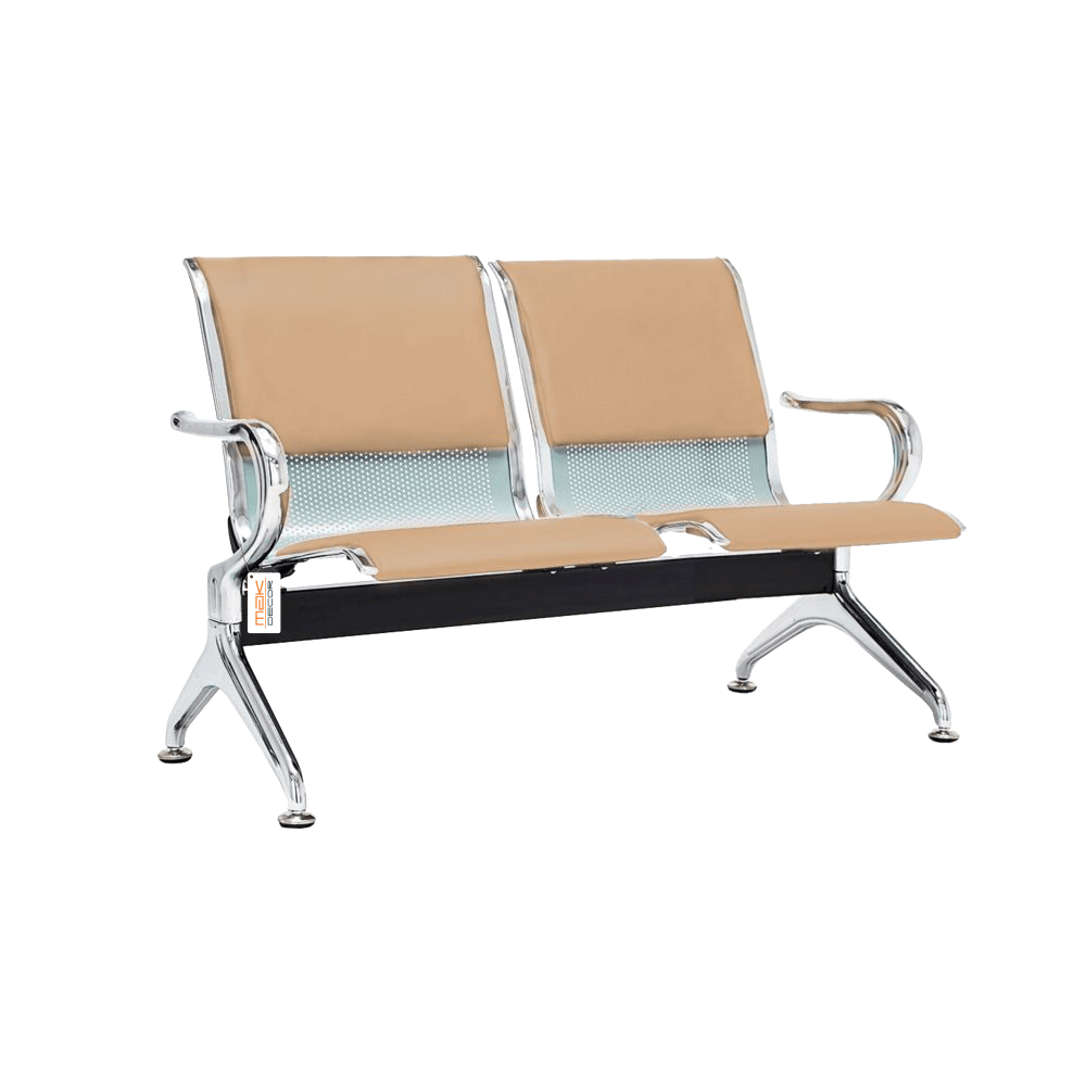 Cadeira Longarina Com Est Cromada 2 Lugares Colors - Bege