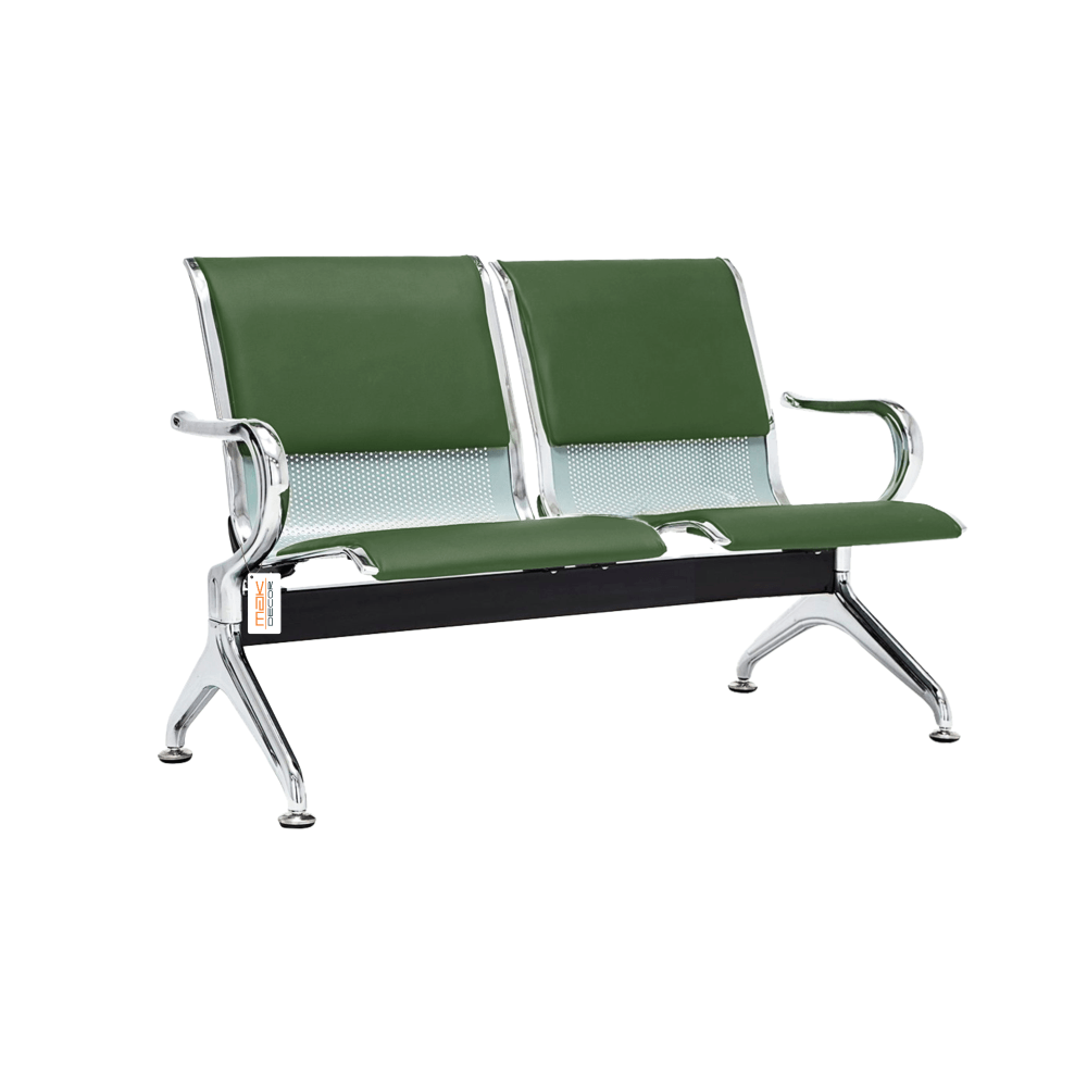 Cadeira Longarina Com Est Cromada 2 Lugares Colors - Verde