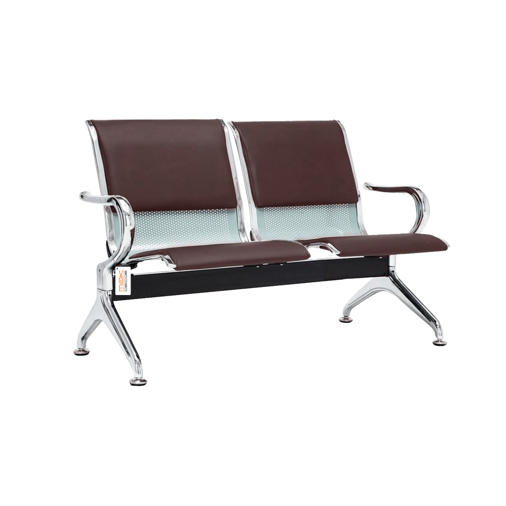 Cadeira Longarina Com Est Cromada 2 Lugares Colors - Marrom Escuro