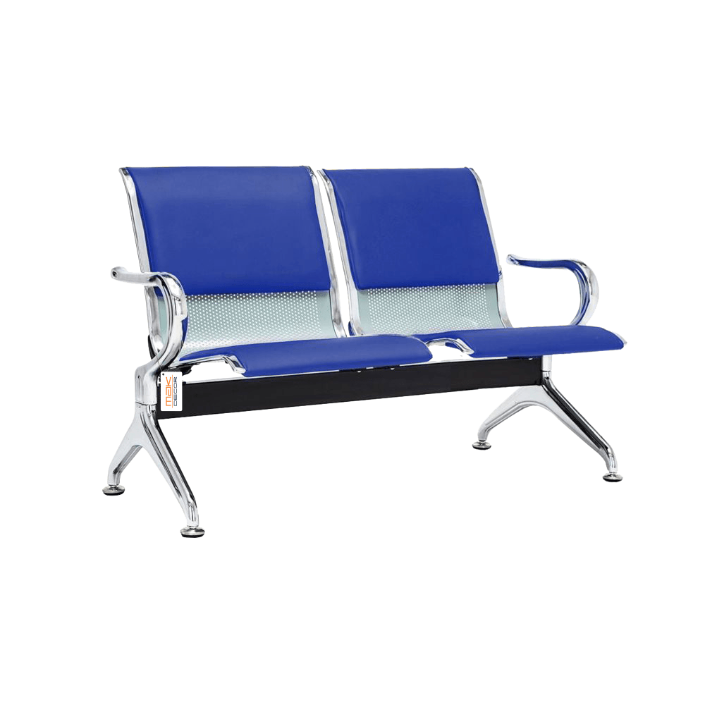 Cadeira Longarina Com Est Cromada 2 Lugares Colors - Azul Royal