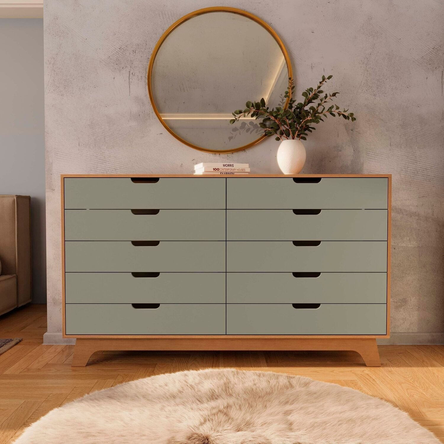 Cômoda Alice 10 Gavetas Em 100% Mdf Verti/ Castanho