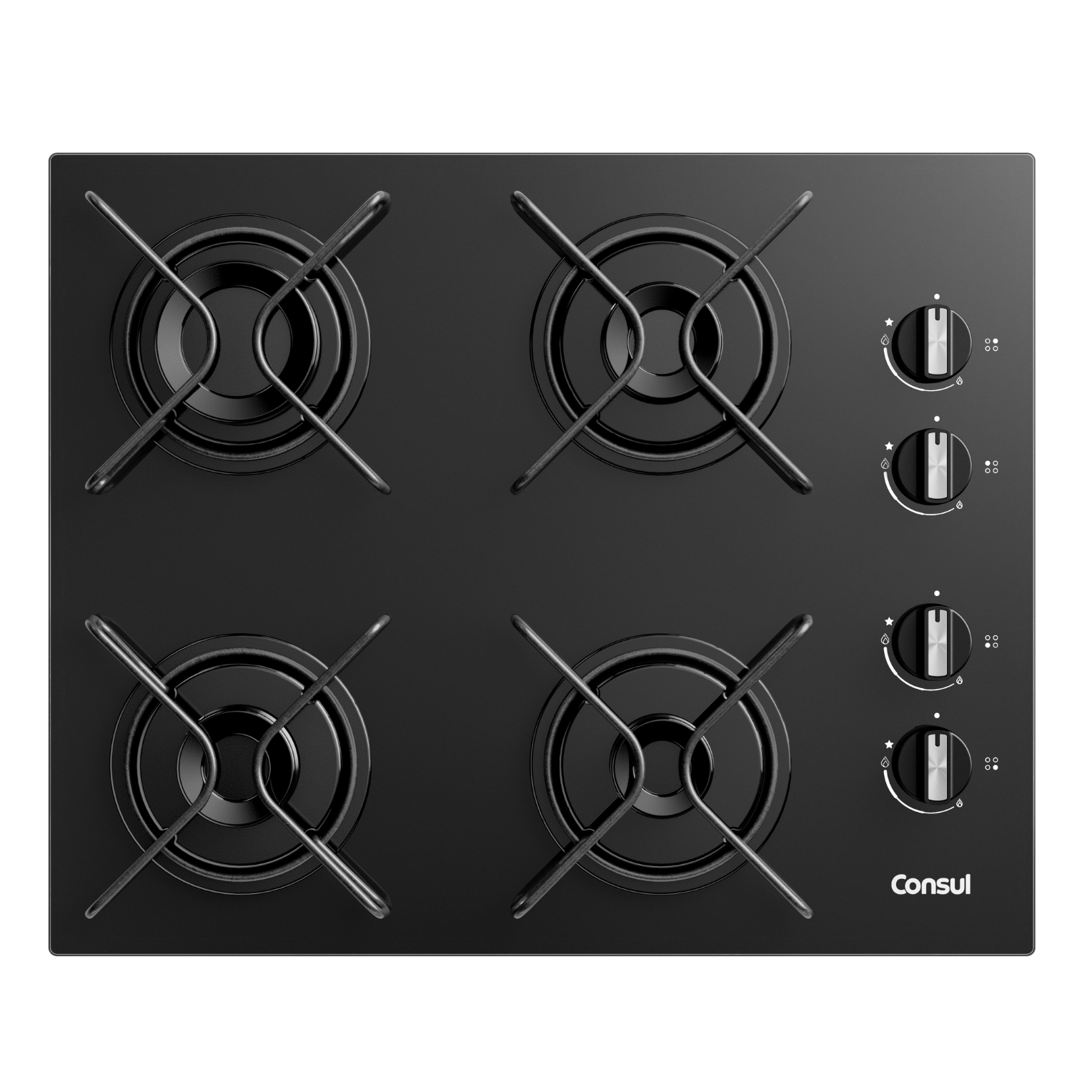 Cooktop Consul 4 Bocas Vidro Temperado Com Grades Firmes - Cd060be Bivolt