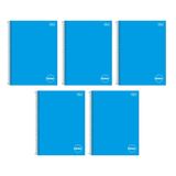 Kit Com 5 Cadernos Universitário Espiral Tilibra Com 96 Folhas Pautadas Zoom Azul Escolar Aula