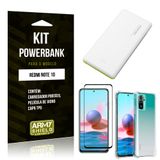 Kit Redmi Note 10 Carregador Portátil 5K Tipo C + Capa Anti Impacto + Película Vidro 3D - Armyshield