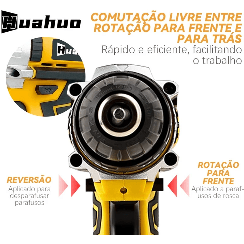 Furadeira E Parafusadeira 2 Baterias Sem Fio Com Maleta 26v Yellow - imagem 3