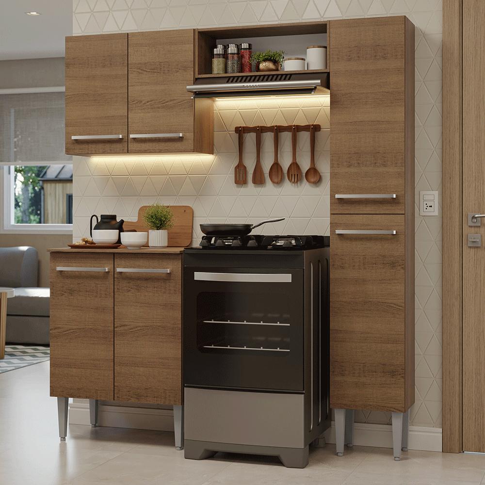 Armário De Cozinha Compacta 156 Cm Rustic Emilly Madesa 02