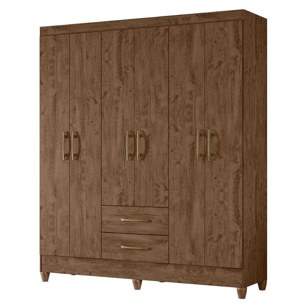 Guarda Roupa Casal Panama 6p 153 Cm Castanho Wood Moval