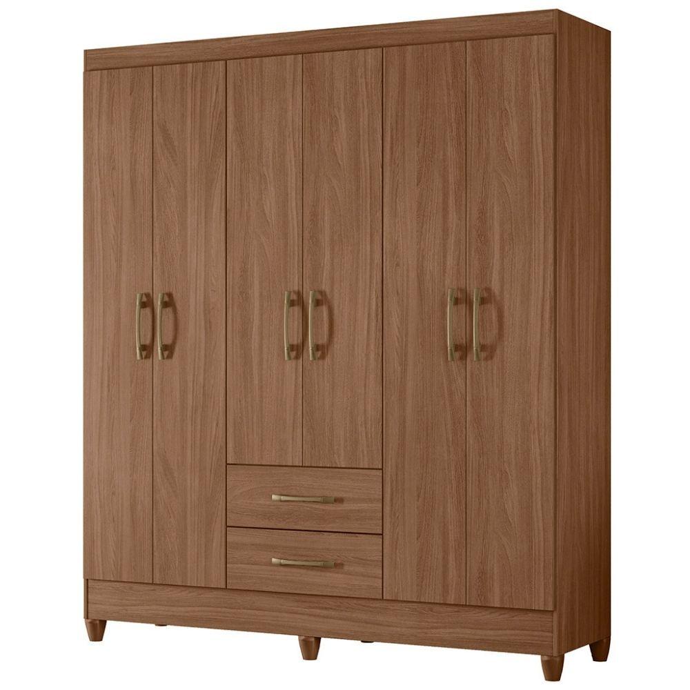 Guarda Roupa Casal Panama 6p 153 Cm Carvalho Moval