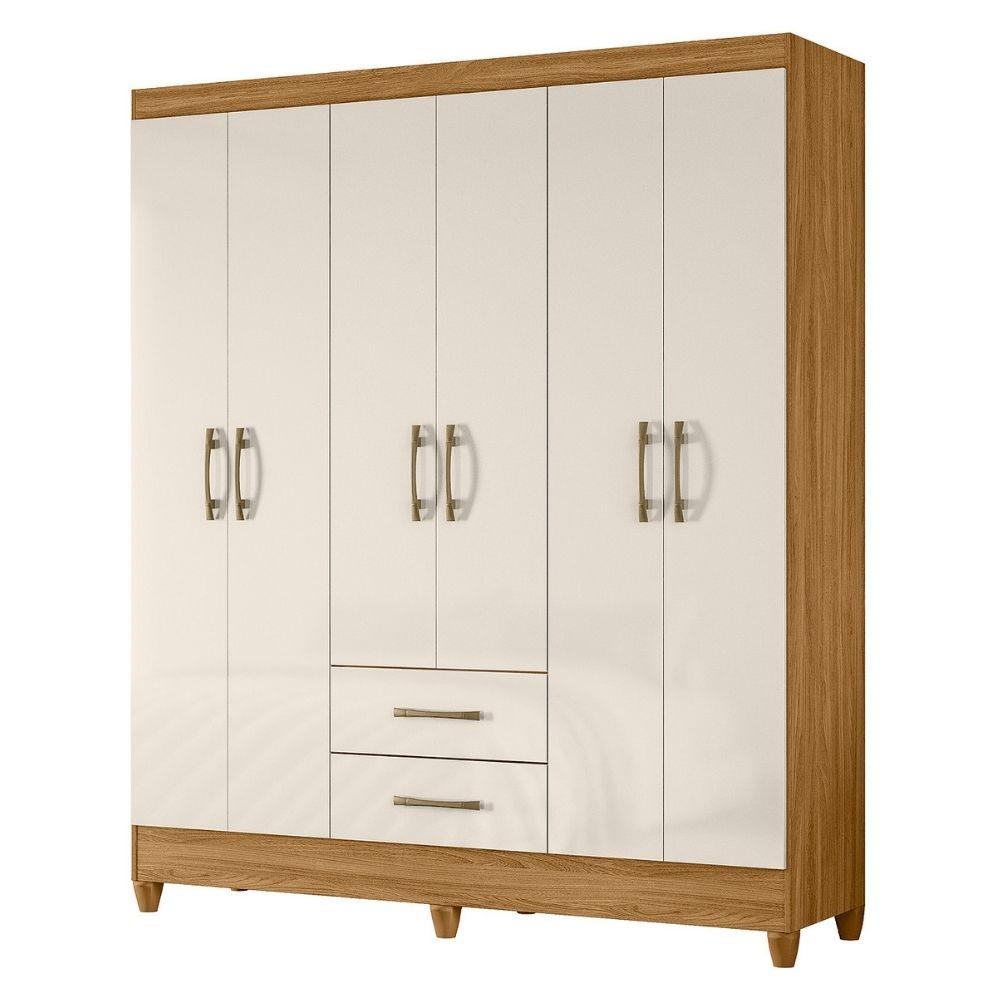 Guarda Roupa Casal Panama 6p 153 Cm Freijo Off White Moval