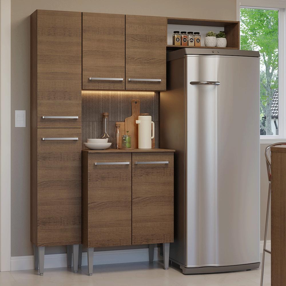 Armário De Cozinha Compacta 156 Cm Rustic Emilly Madesa 03