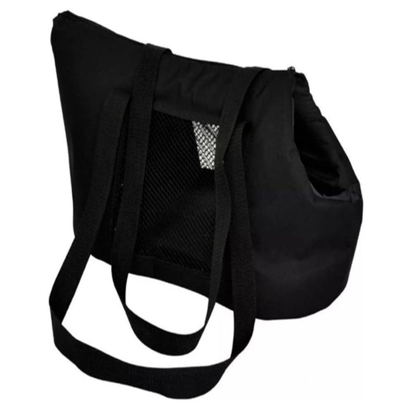 Bolsa Mochila Pet Cachorro Preta Gato Dobravel Viagem Passeio Carro Sacola Alca Ombro - imagem 4
