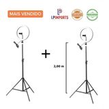 2 Ring Light 12' Led 30cm Completo C/ 2 Tripé 2mts + 2 Suporte Celular Profissional  Foto Video Make home office