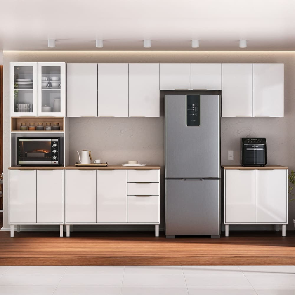 Cozinha Completa Itatiaia Renova Com 16 Portas, 2 Gavetas, 7 Prateleiras, 1 Nicho Para Micro-ondas