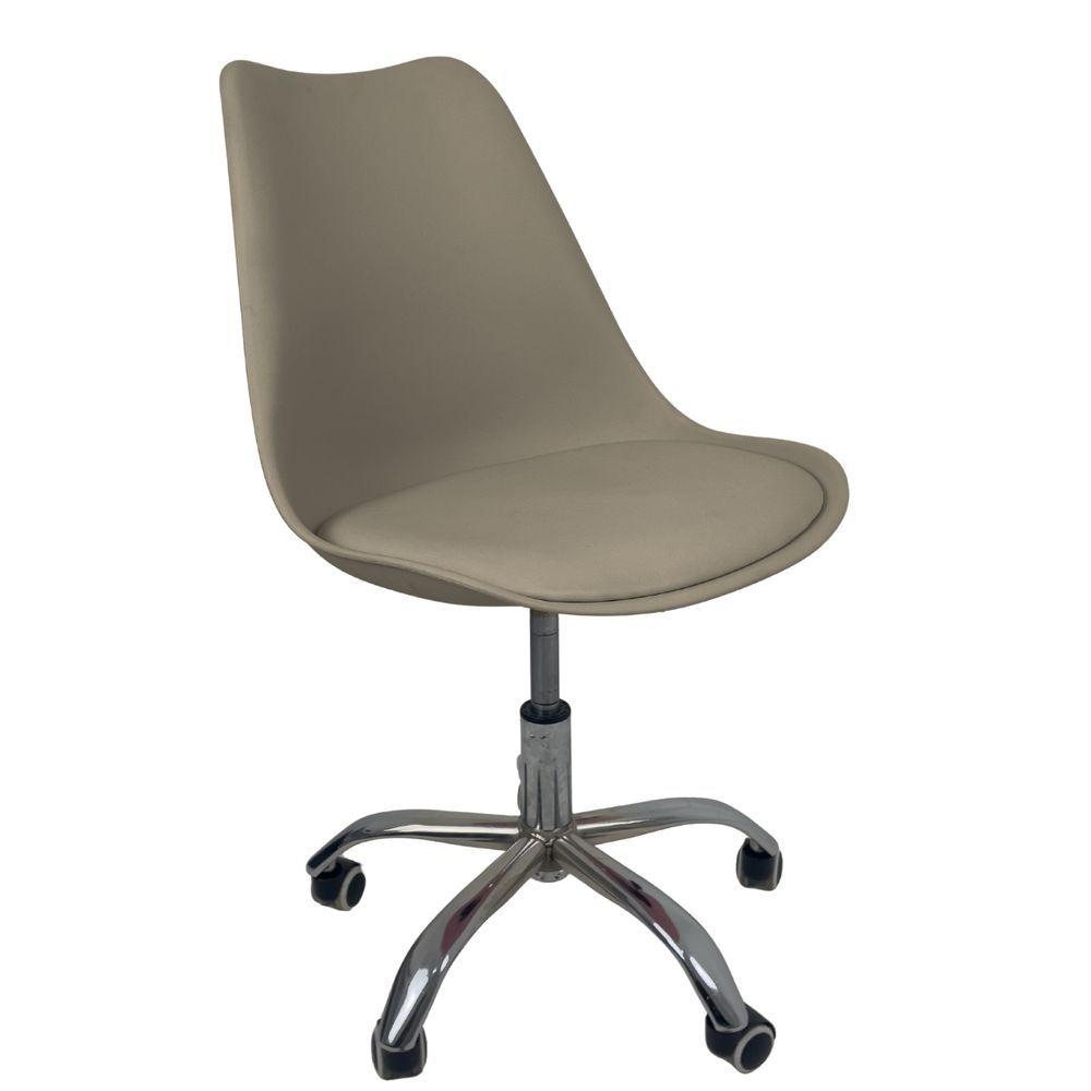 Kit 6 Cadeiras Office Base Cromada Com Rodizio Giratória Saarinen