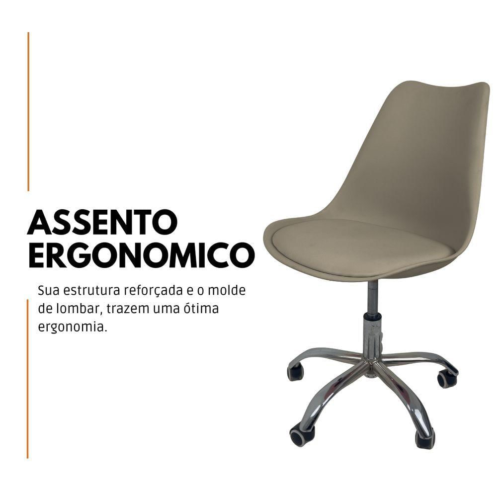 Kit 6 Cadeiras Office Base Cromada Com Rodizio Giratória Saarinen