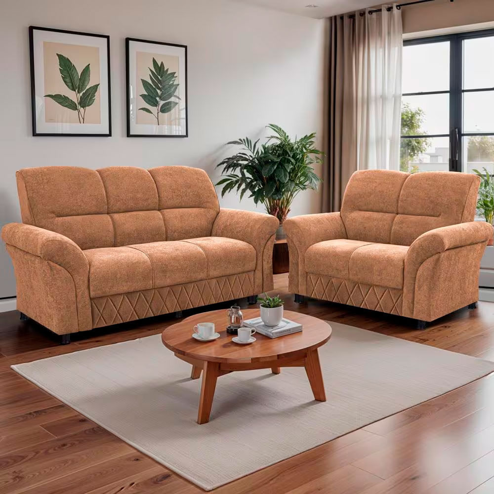 Sofá De 3 E 2 Lugares Cama Inbox Mourato Com 187cm E 140cm De Larguras E Revestidos Em Bouclé