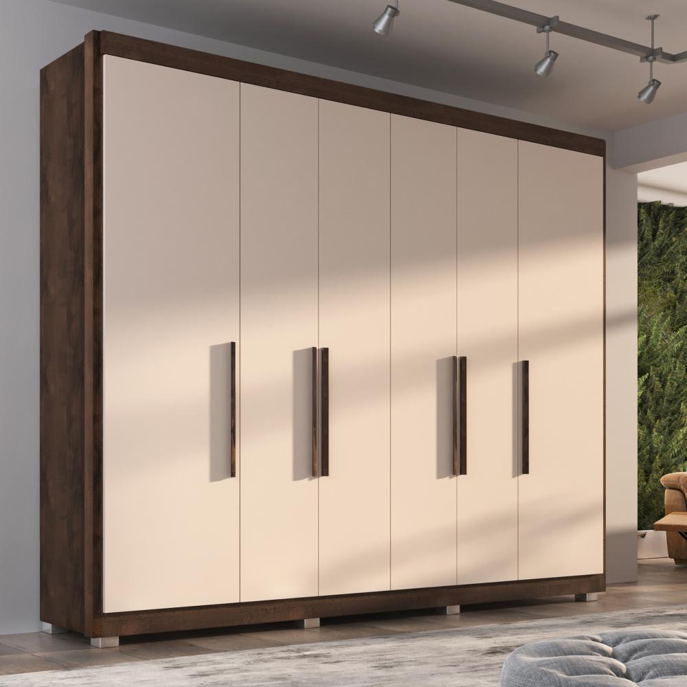 Guarda Roupa Casal Valencia 6 Portas 6 Gav Com Pés Chocolate/off White