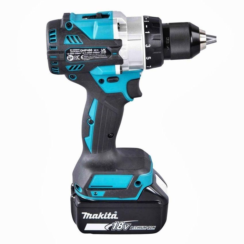 Parafusadeira Furadeira À Bateria 18v 2100 Rpm Com Bateria Carregador Punho Maleta Dhp486rtj Makita - imagem 2
