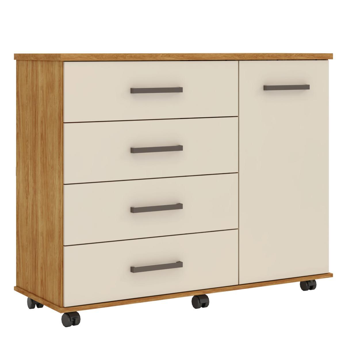 Cômoda Flora 1 Porta E 4 Gavetas Cinamon Touch/off White - Demóbile